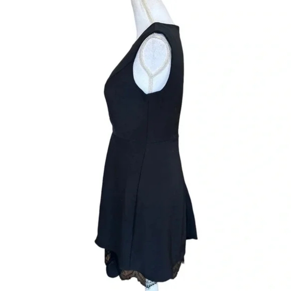 Lattelier Asymmetric Lace Hem Fit and Flare Gather Little Black Dress Sz XL - Picture 5 of 13